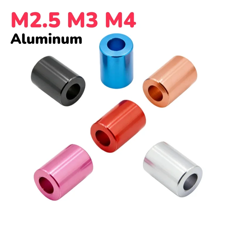4Pcs Aluminum M2.5 M3 M4 Colourful Washer Bushing gasket Spacer sleeve Non-thread standoffs For RC Model Parts