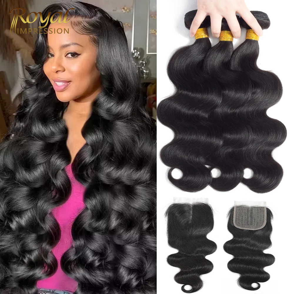 24 Inch Body Wave Closure 4x4 5x5 Transparent Lace Closure Human Hair 12A Brazilian Raw Hair Bundles Extensions