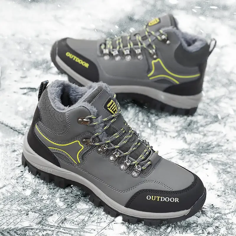 Men's high top boots winter high top cotton shoes sports shoes men's plush boots winter shoes durable anti slip hiking shoes