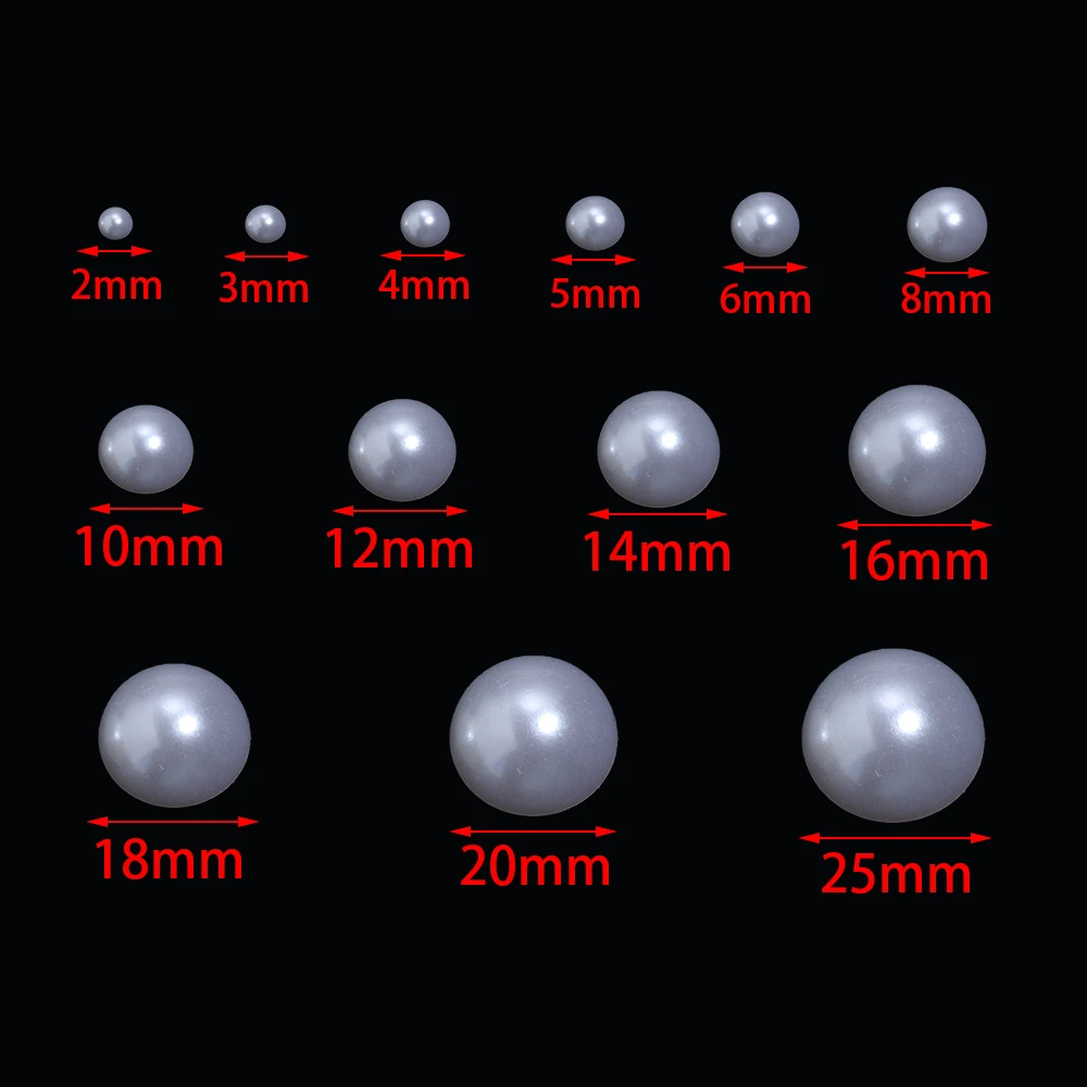 Imitation Pearl Beads Flat Back 2 3 4 5 6 8 10 12 14 mm Color Cabochon Half Round Beads for Jewelry Making Nail DIY Decoration