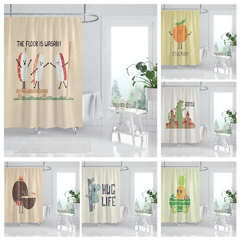 

Waterproof fabric shower curtain Bathroom curtain accessories 180x200 Bath curtain for shower 240*200 cartoon cute decor 240x200