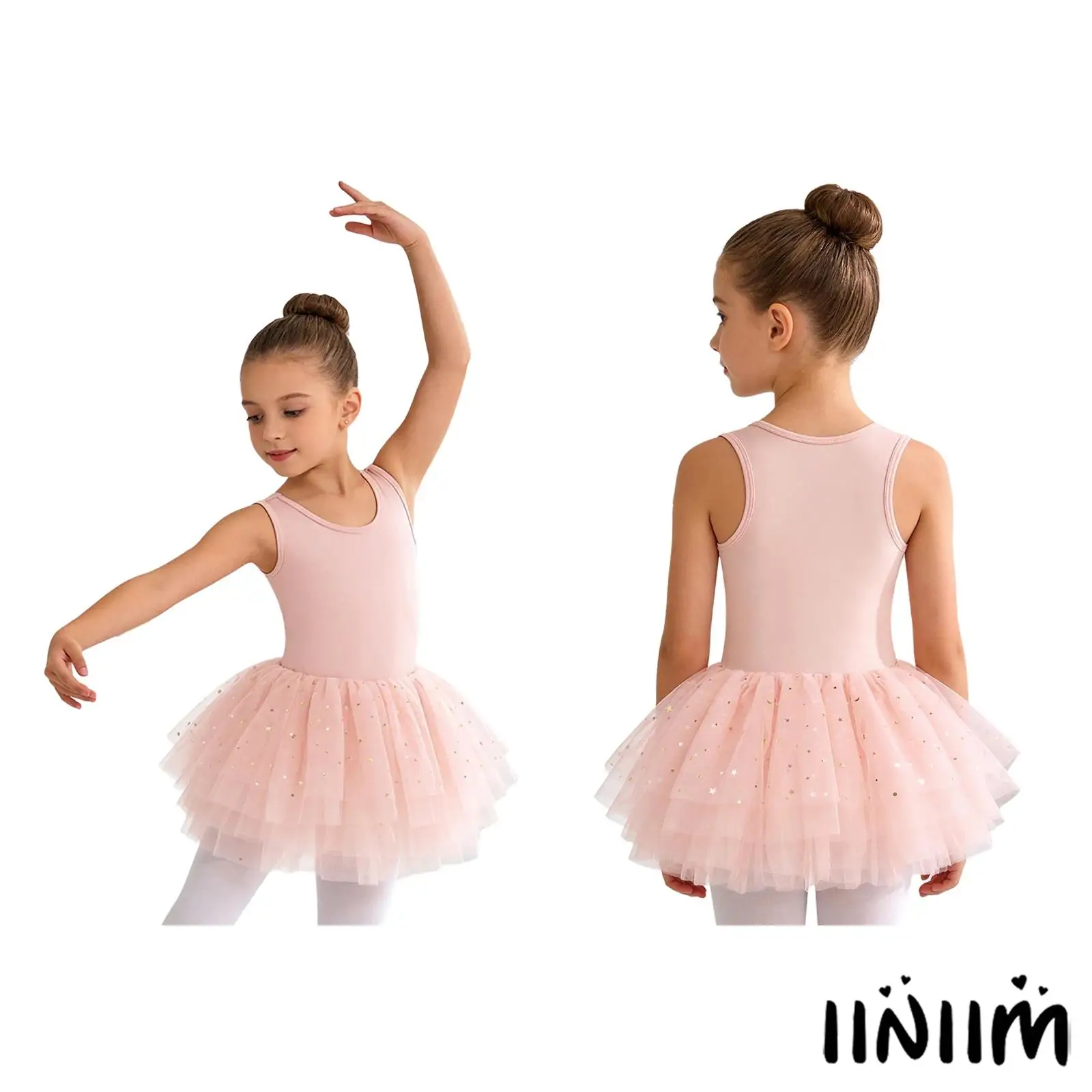 

Kids Girls Ballet Latin Dance Dress Layered Sequin Tulle Tutu Dresses Contemporary Dancewear for Figure Skating Dance Clothing