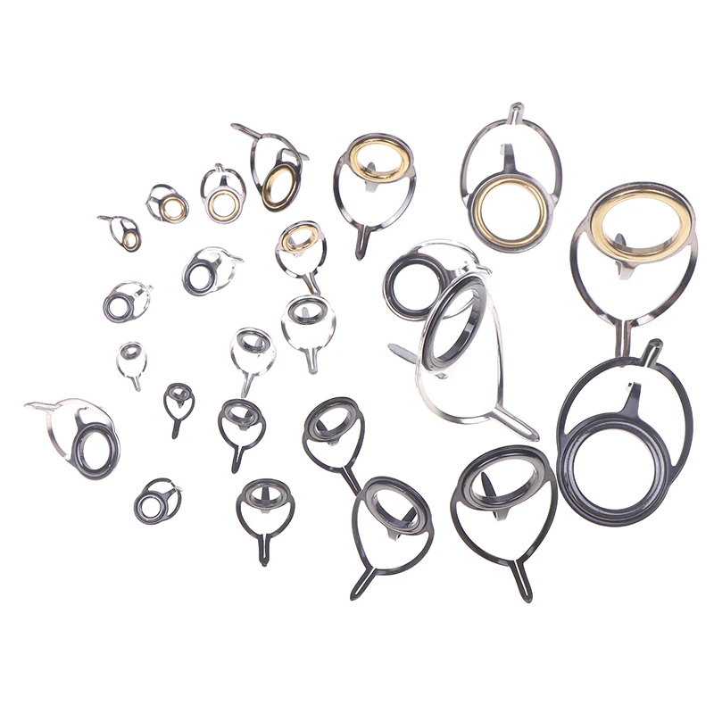 8 قطعة معالجة الصيد الفولاذ المقاوم للصدأ طقم تصليح مجموعة الصيد رود دليل حلقة تلميح قصبة صيد خشبية دائرة حلقة العين دليل سلك حلقة #3