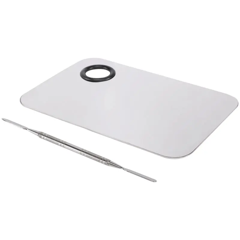 

AEF5-Professional Makeup Palette Tray Mixed Make Up Stainless Steel Liquid Foundation Palette Watercolor Art Makeup Tools