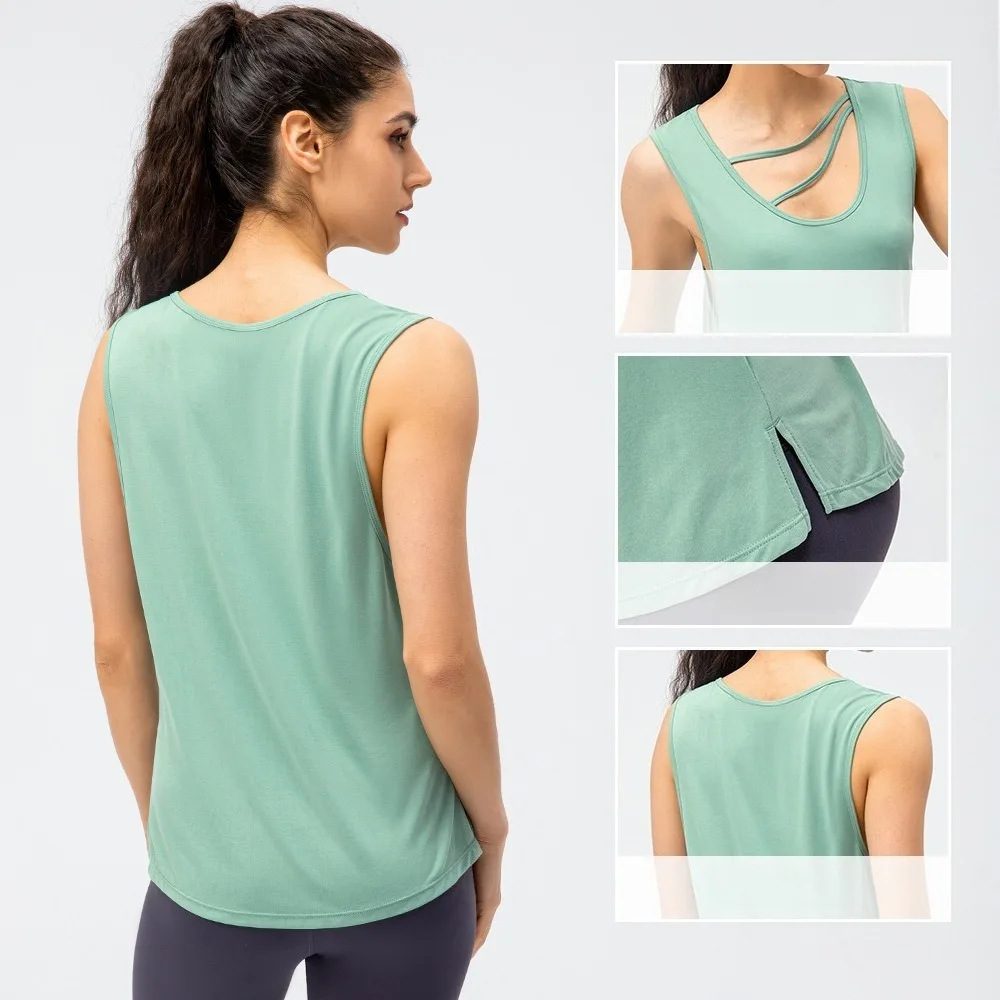 Women Loose Yoga Tank Top Sleeveless Breathable Quick Dry T-shirt Casual Running Fitness Sports Vest Tops