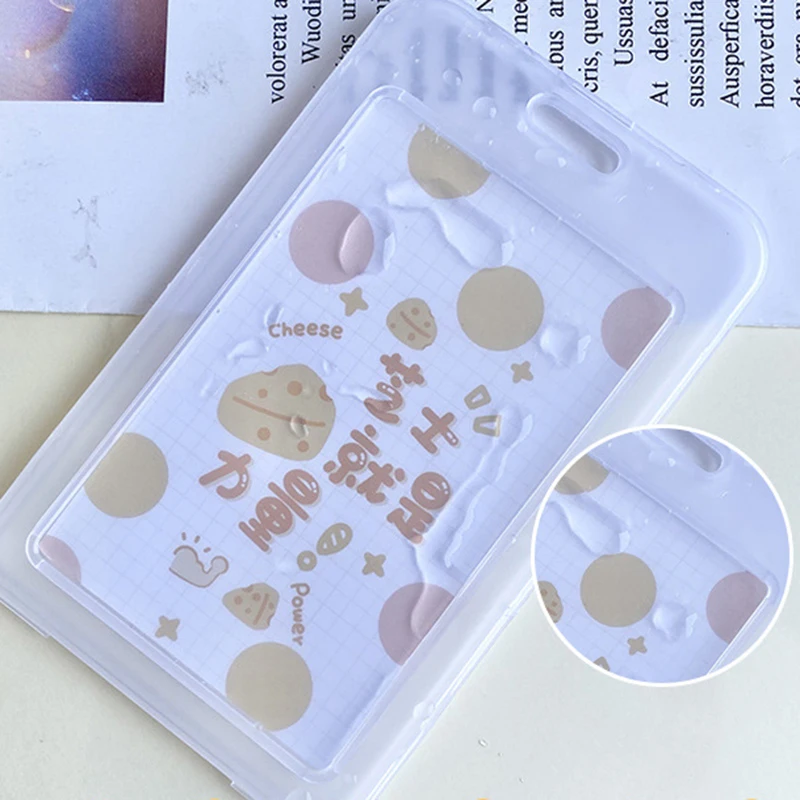 Transparent ID Name Badge Student Card Cover Card Case Credit Card Cove Student Protection Cartoon Business Card Holder
