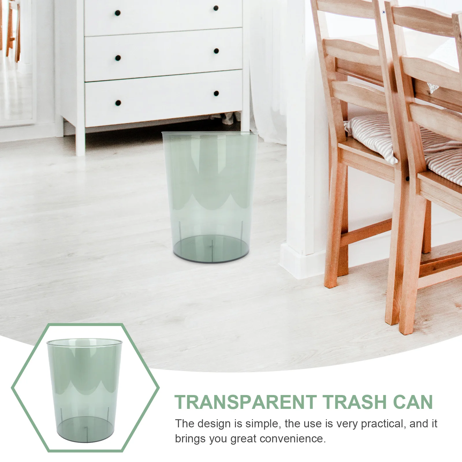 

1pcs Round Trash Bin High-End Pet Material Waste Storage Basket For Home Office Bathroom Bedroom Craft Room Rubbish