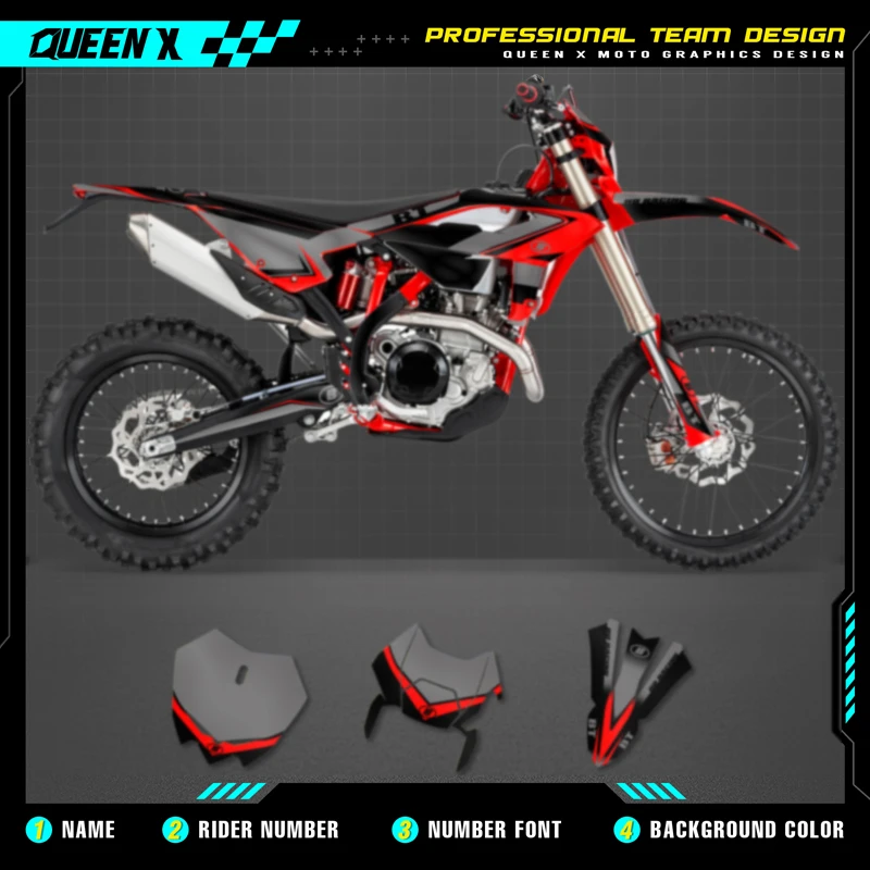 QUEEN X MOTO Motorcycle Team Graphics Decal & Sticker Kit For BETA RR 2023 2024 2025 BETA RR ENDURO 007