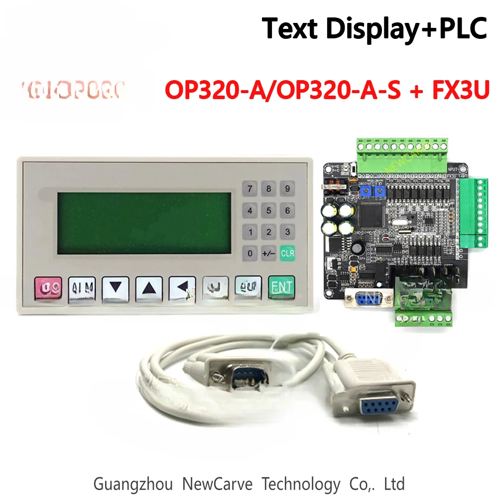 

OP320-A OP320-A-S Text Display Industrial Control Board And FX3U 14/24/48/56 PLC With DB9PIN Communication Cable NEWCARVE