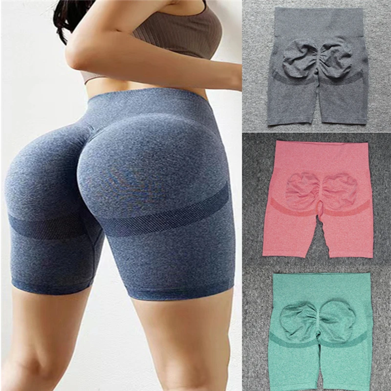 Calções esportivos de cintura alta para mulheres, leggings push up sem costura, melhores para bicicleta e fitness, 2023