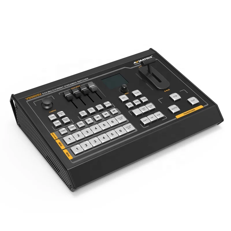 Avmatrix VS0605U 6-Channel Video Switcher SDI 4K for HDMI USB Player Live Streaming 1080p Recording PTZ Video Splitters