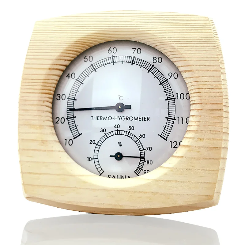 2 in 1 Wooden Sauna Hygrothermograph - Digital Thermometer and Hygrometer for Steam Rooms