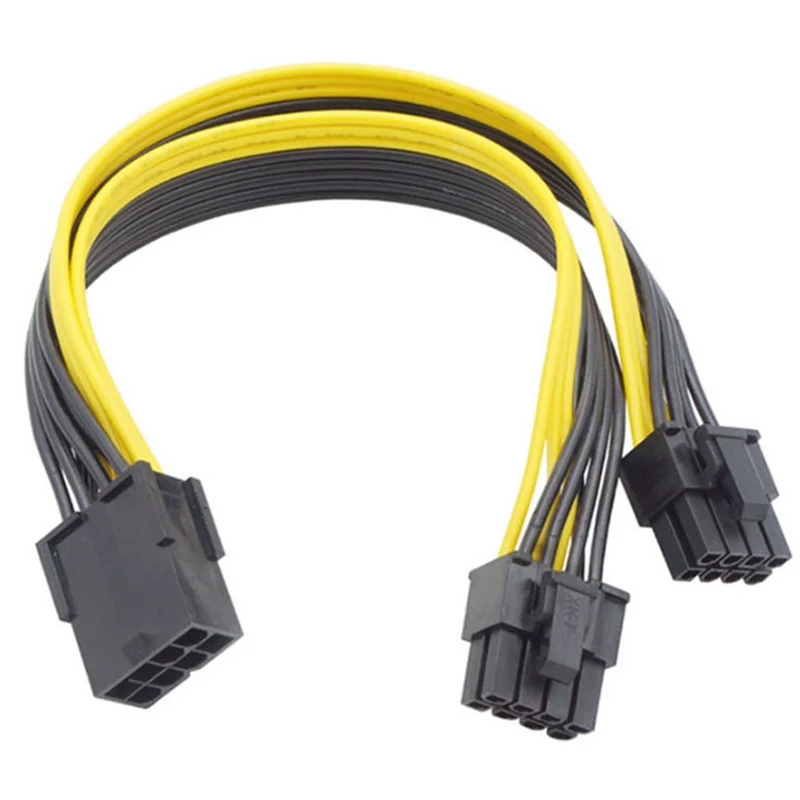 1Pcs PCI-E 8Pin Power Supply Splitter Cable Adapter Cable GPU 8P Female to Dual 6+2P Male Graphics Card Power Cord