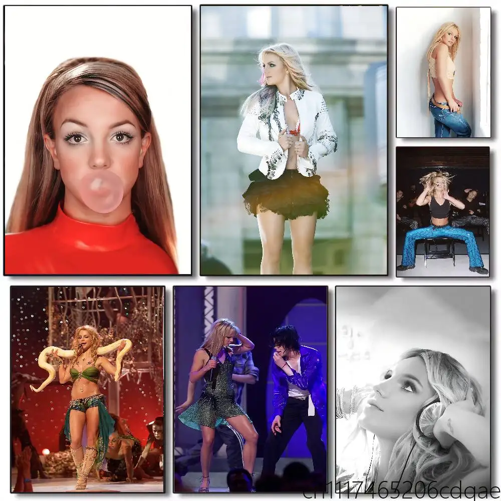 FOR Britney Spears Poster Self-adhesive Art Waterproof Paper Sticker Coffee House Bar Room Wall Decor