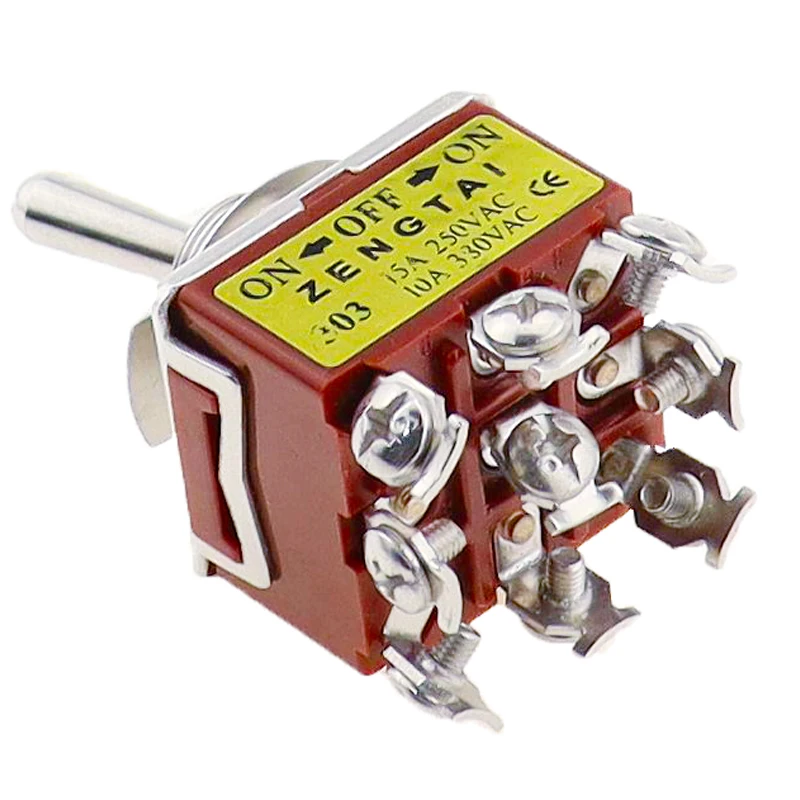 1pcs 3PDT On/Off/On 3 Postion 9 Screw Terminals Toggle Switch AC 250V 15A E-TEN 303 E-TEN 302