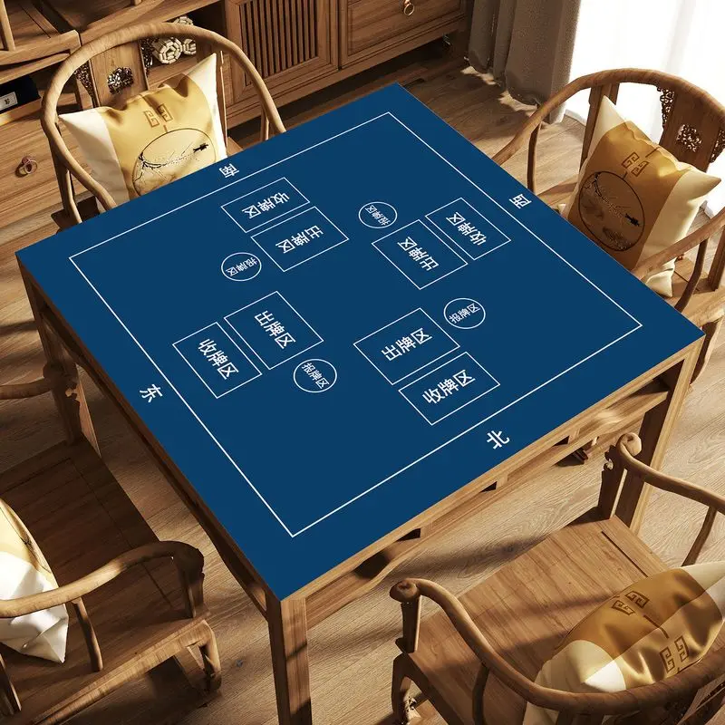 Chess Card Ink Green Zone Mahjong Table Mat Anti-Slip Noise Reduction for Card Game Table Playing Room Home Decor with Dice