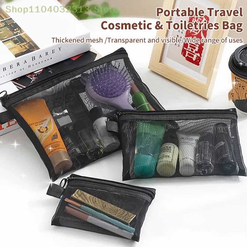 1PC Nylon Mesh File Bag A4 A5 A6 Transparent Zipper Test Paper Information Student Pen Bag Transparent Mesh Cosmetic Storage Bag