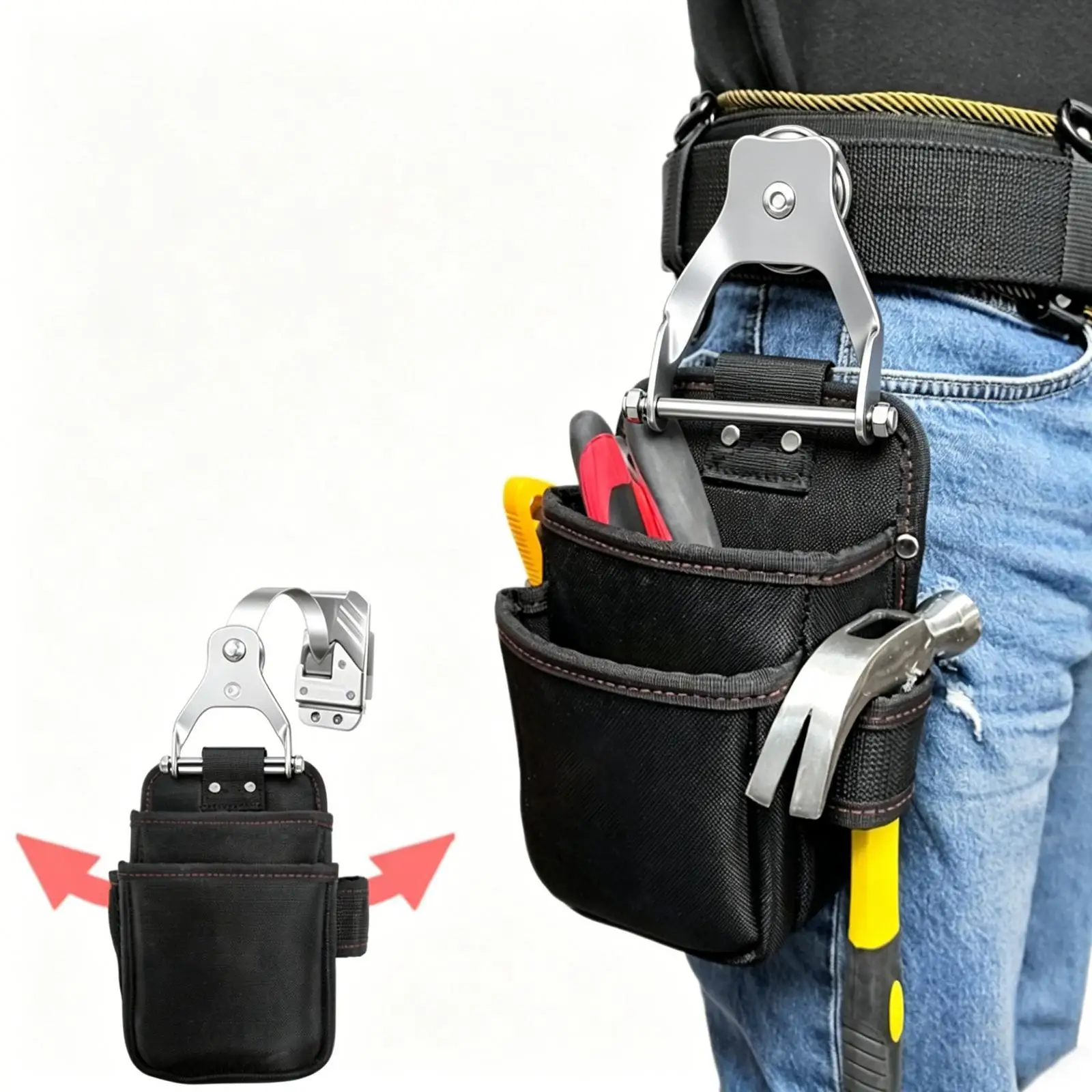 Tool Bag Waist Buckle High Performance Stainless Steel Strap Fastener for Portable Tool Pouch and Belt Case