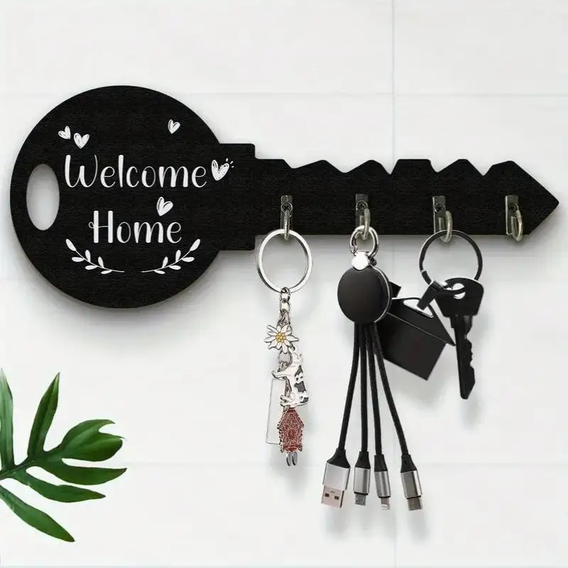 1 Piece Bohemian Style Country Wooden Key Stand With Space-Saving Wall-Mounted Organizer Shelf And Hook - Easy To Install