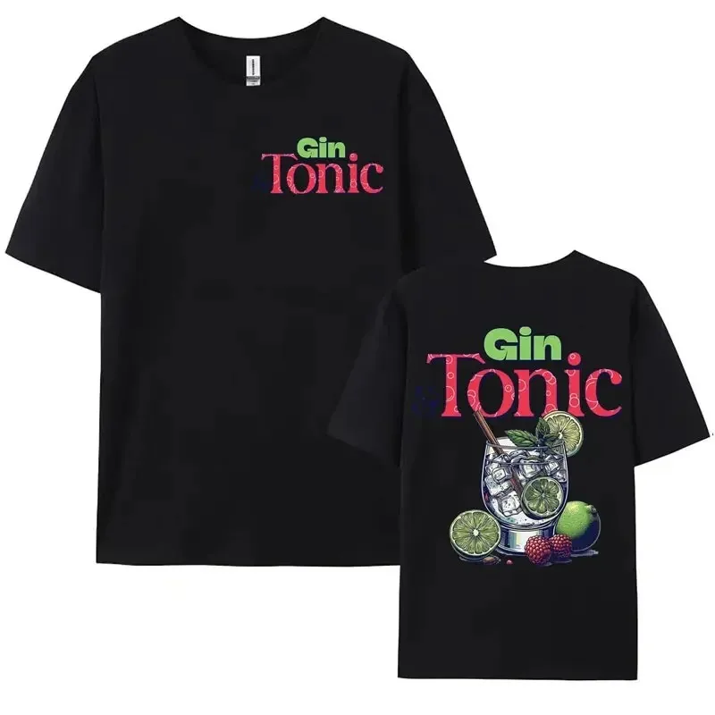 Funny GIN & TONIC Meme Graphic T-shirt Drink Cocktail Themed Gift T-shirts Men Women's Fashion Aesthetic Y2k Cotton TShirt Tops