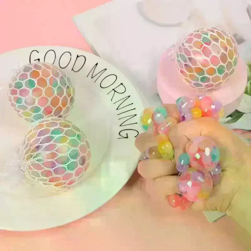 Rainbow Sensory Stress Relief Ball Squishy 3D Fidget Toys For Adults Kids Anti-Anxiety Silent Non-Toxic Toy For Office Classroom
