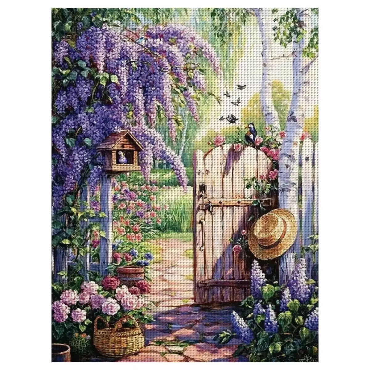 1 Stück 30X40CM/11.8*15.74 Zoll Garten-Stempel-Kreuzstich-Set DIY-Set 11/14/16CT DIY-Stickerei-Set DIY-Kreuzstich-Set