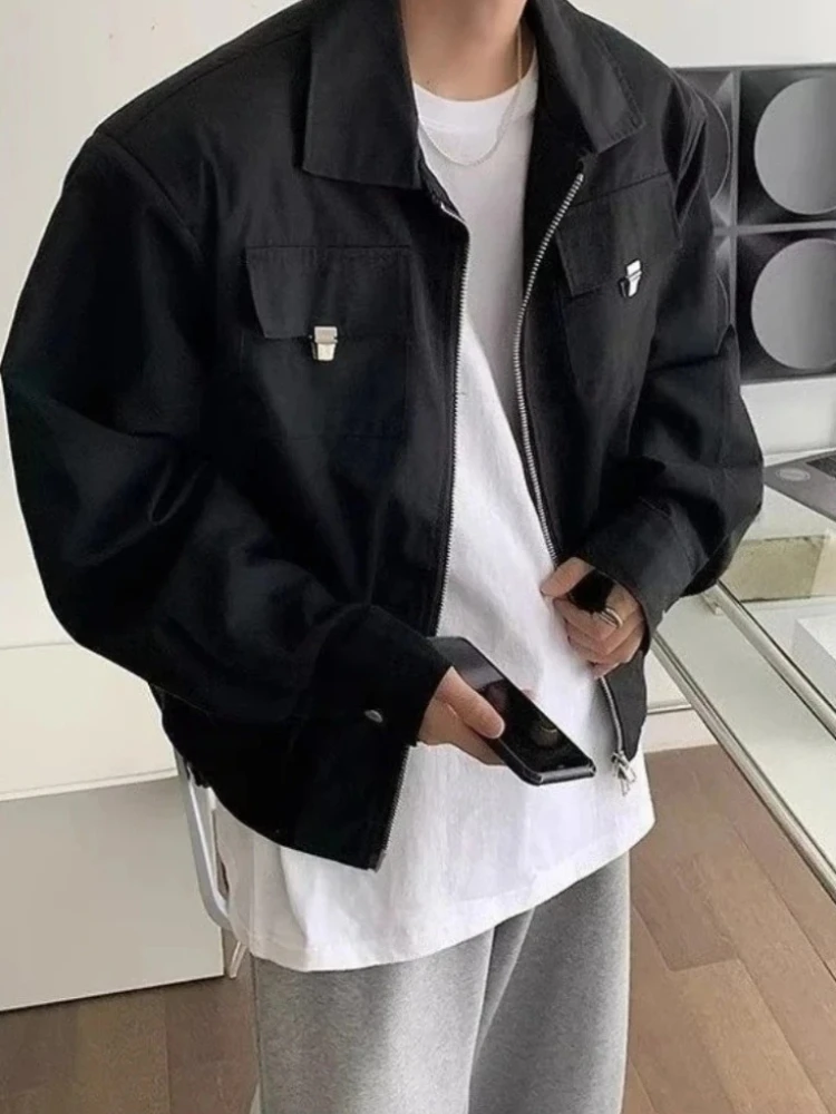 

Легкая роскошная мужская бейсбольная куртка с коротким рукавом и воротником, негабаритная летная куртка High Street, эксклюзивный нишевый стиль для мужчин