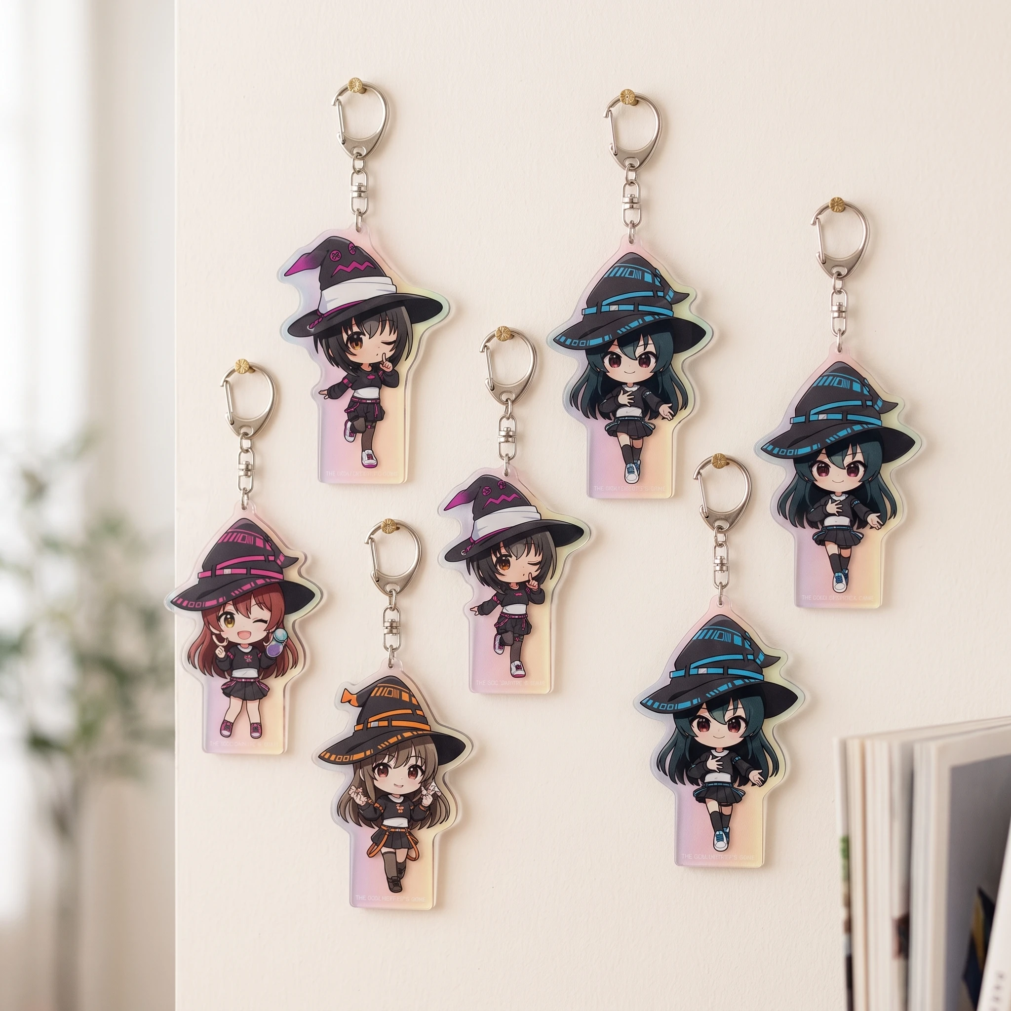 6cm Acrylic Keychain THE IDOLMASTER SHINY COLORS Chibi Witch Bag Pendant Anime Figure Key Ring Charm Collectible Cosplay Gifts