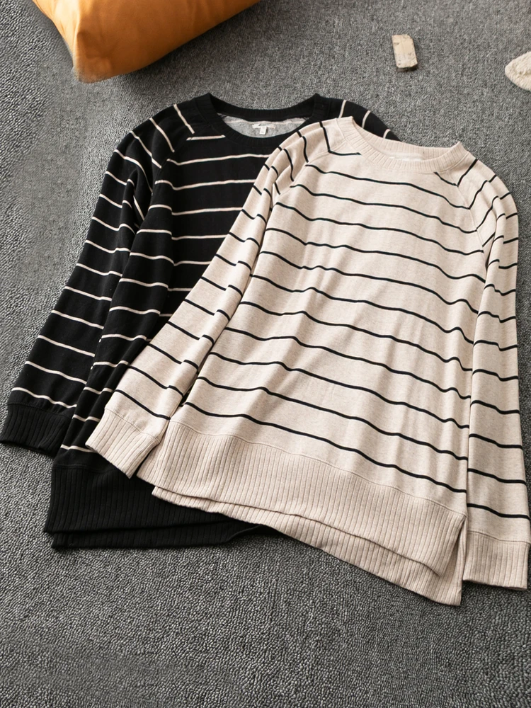 Faionable Casual Fce Lined Knitted round Ne Long Sve Overhead Sweater Spring Autumn Korean Sle Versatile Slimming