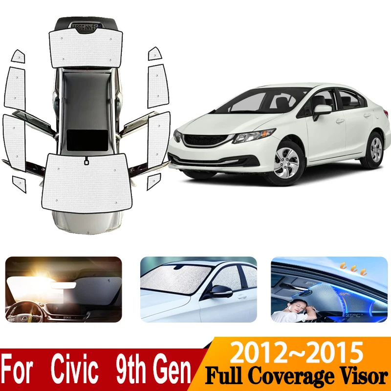 

Car Sun Visor Cover For Honda Civic 9 9th Gen MK9 Sedan 2012 2013 2014 2015 Auto Sunscreen Window Sunshade Cover Car Accessories