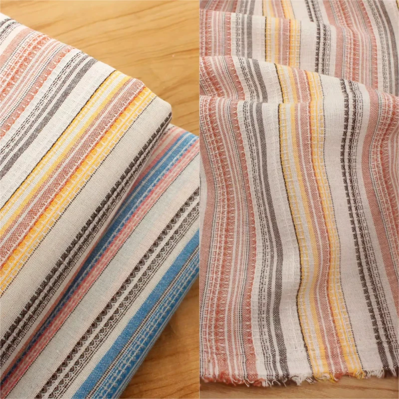 

L50 см XW145 см этническая жаккардовая льняная ткань в полоску для платья, шорт, занавеска для стола, диван, обивка, ткань для шитья