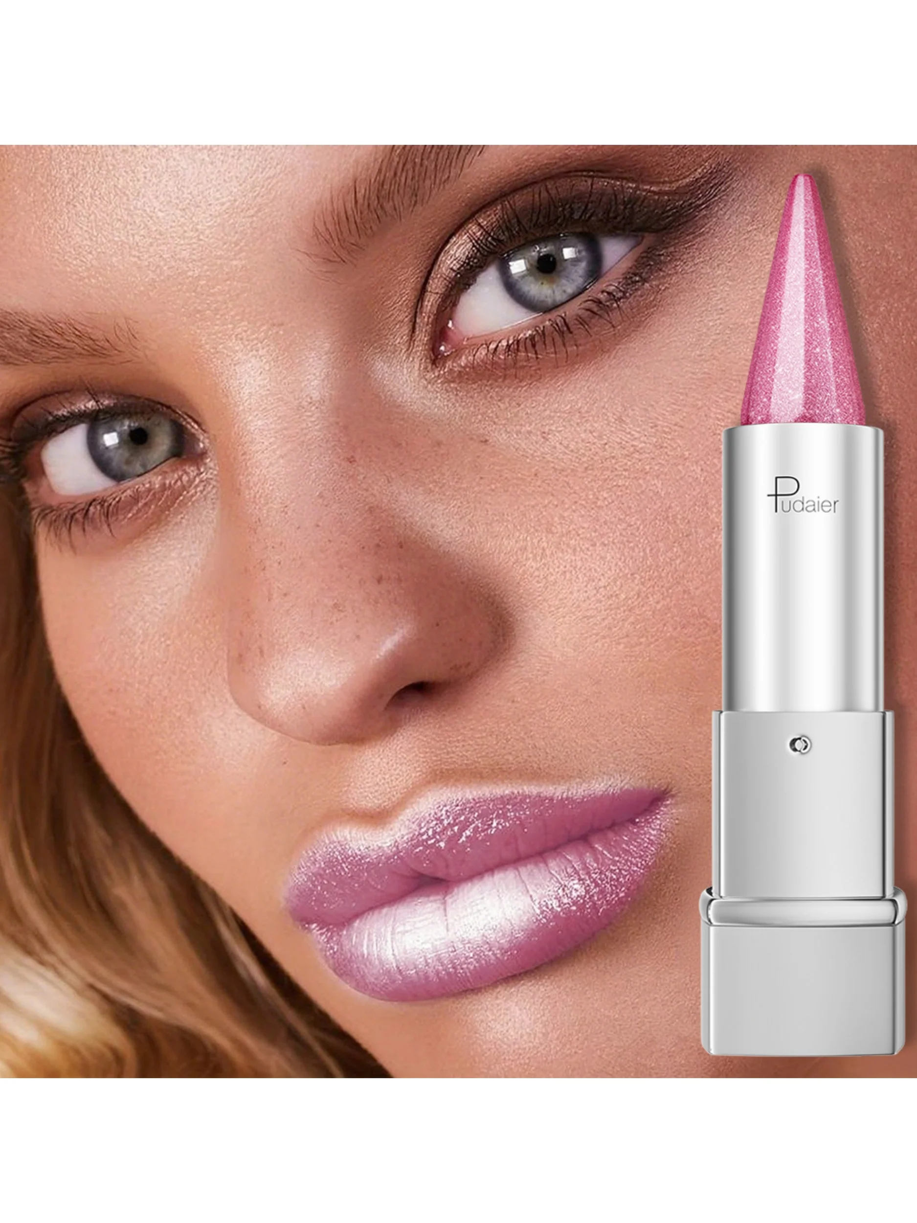 Pearl Shimmer Lipstick voor dames, metallic hoogglans lipkleur, waterdicht veegvast, 24-uurs langdurig, lichtgewicht gla - afbeelding 2