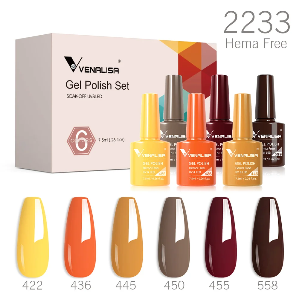 Venalisa Gel Nail Polish Kit HEMA FREE Jelly Gel Autumn Color Collection Fall Nail Art Gel Varnish Soak Off UVLED Semi Permanent