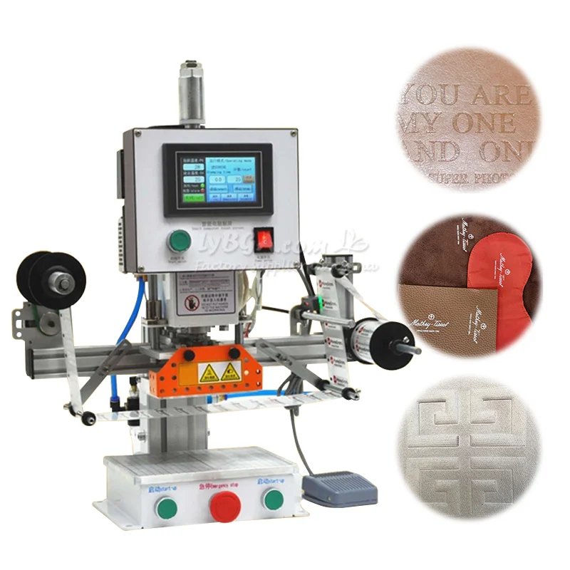 HT02 Automatic Label Heat Transfer Machine hot Stamping Machine 100*130mm for Flat bottom Rounded insole Tongue Heat Transfer