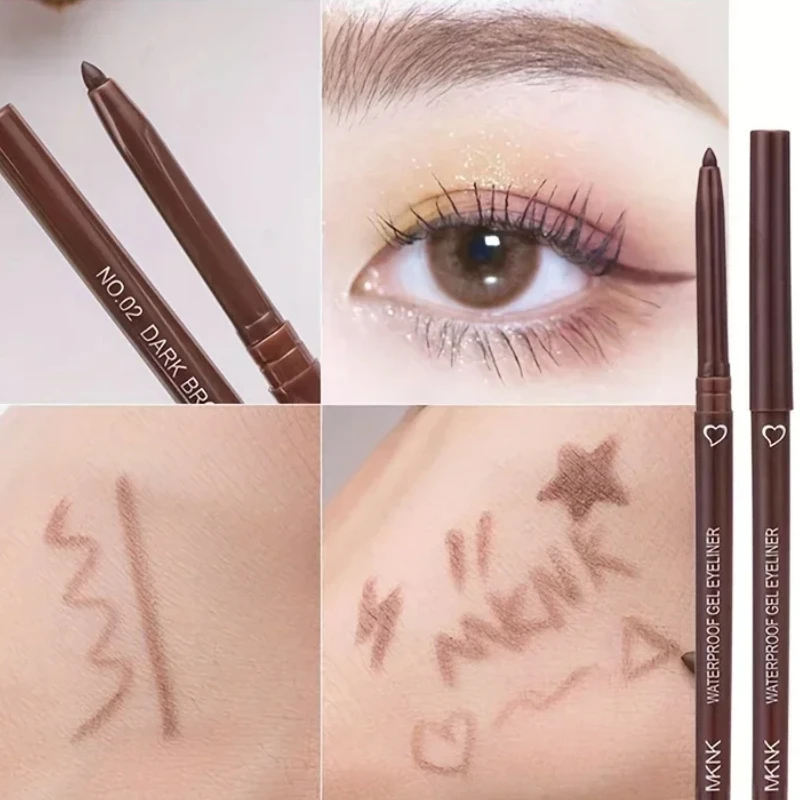 Matita eyeliner caffè nero opaca impermeabile duratura sdraiata penna gel baco da seta facile da indossare matita per eyeliner occhi cosmetici di bellezza