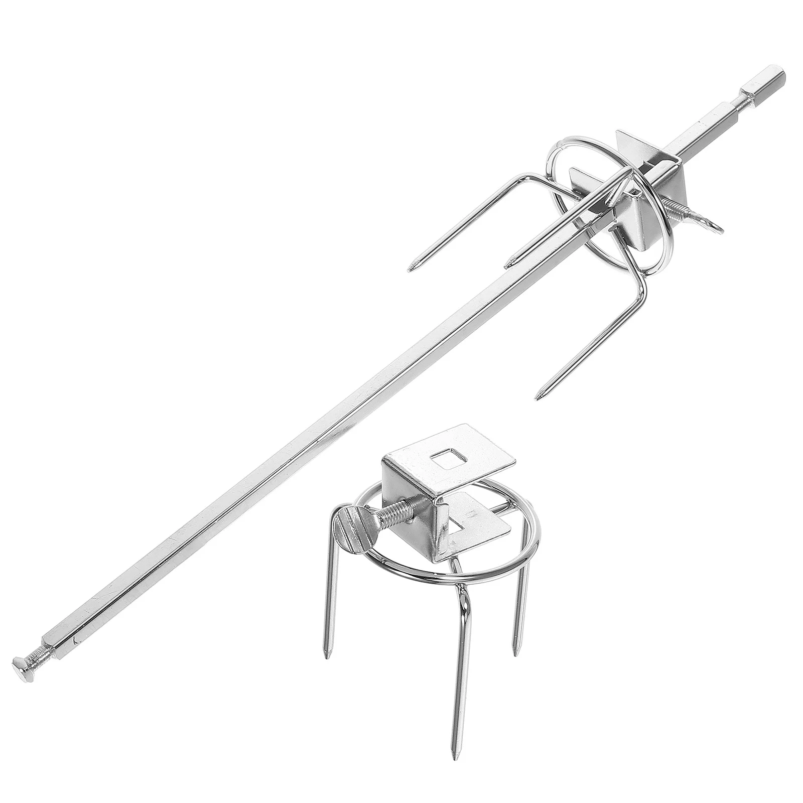 

1Set Stainless Steel Rotating Turkey Fork Oven Roast Chicken Rack Bbq Grill Fork Meat Rotating Spit Rod Kitchen Gadget