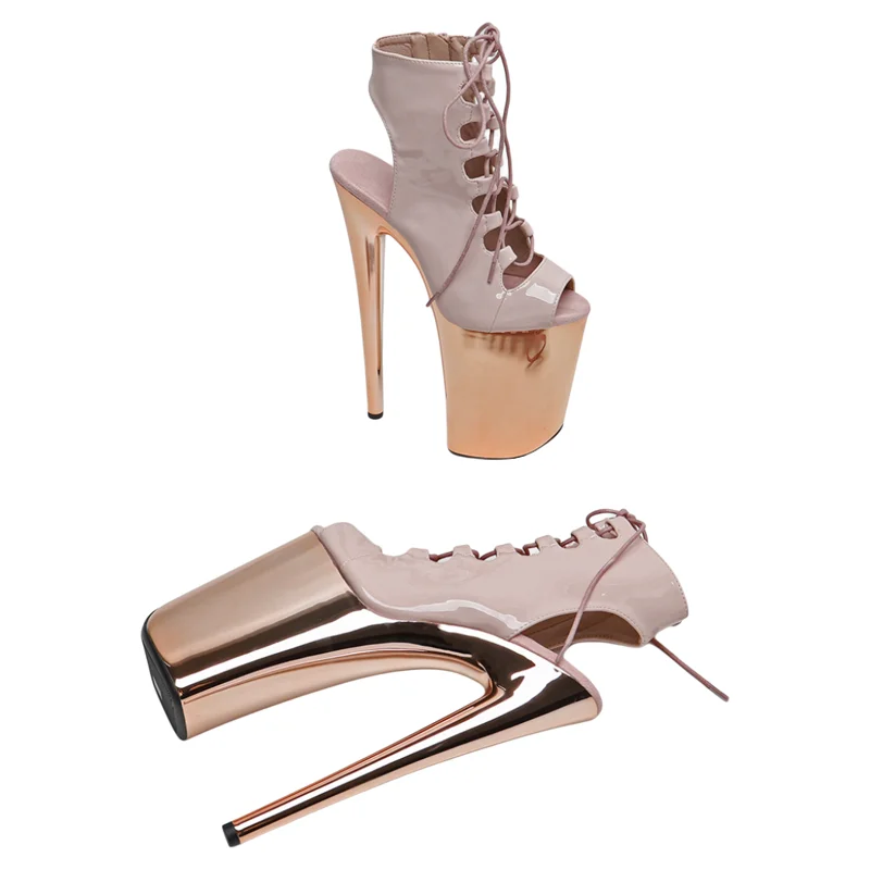 Leecabe 23CM/9inches Patent PU Upper Trend Fashion Ankle Boot High Heels Party Stripper Heel Pole Dance Boots