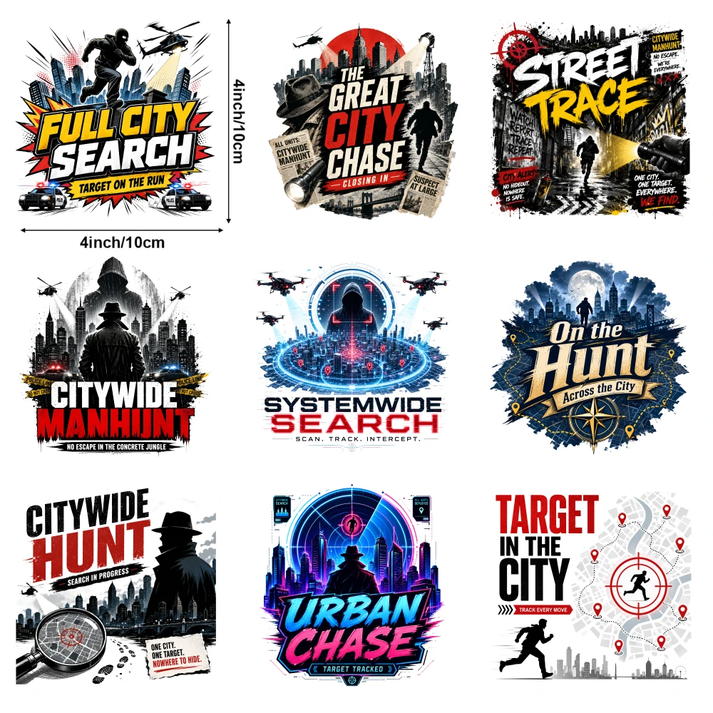9 Pcs Target City Citywide Hunt System Search Full Search Great Chase Sil Trace On Hunt Urban Chase Iron on