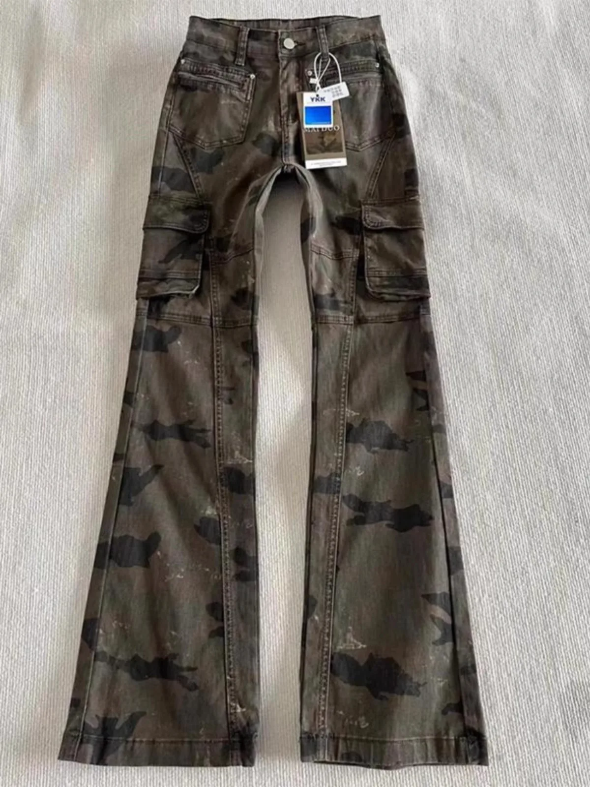 

Мужские брюки в американском ретро-стиле, прямого кроя, с камуфляжным принтом, для уличной моды, весенне-осенние, трендовые, повседневные, рабочие брюки