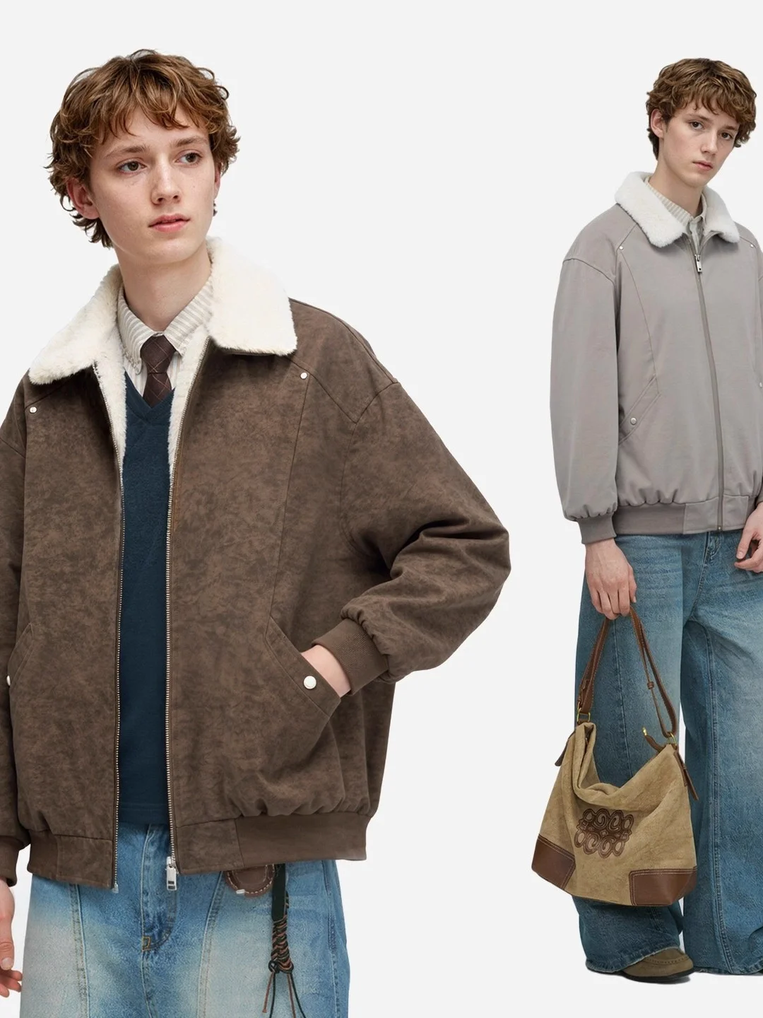 

Мужские куртки с меховым воротником в восточноевропейском стиле, авиационные, приталенные, для пилотов, военные, с вышитыми нашивками, на молнии, осенне-весенние, OL