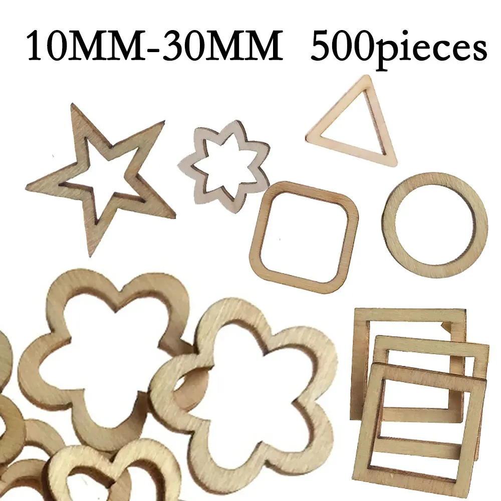 10mm-80mm DIY Wooden Cutouts Wood Bird Butterfly Flower Slices Wooden Embellishments Table Confetti Rustic Decoration Ornaments