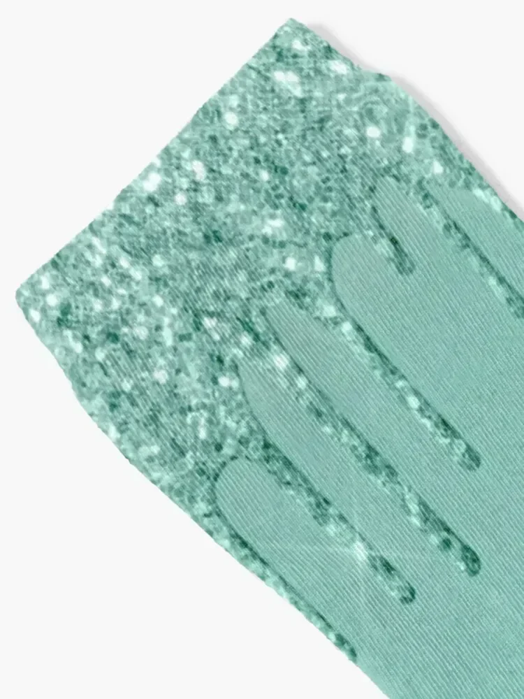جوارب Mint Glitter Drip اللطيفة الأساسية الجديدة في الجوارب النسائية للرجال