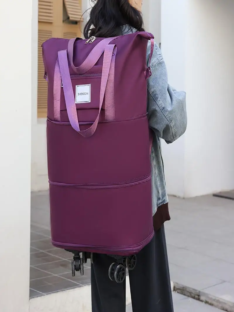 large-capaci-ox-cloth-lage-bag-women's-double-oulder-strap-moving-bag-foldable-multi-wheel-travel-bag