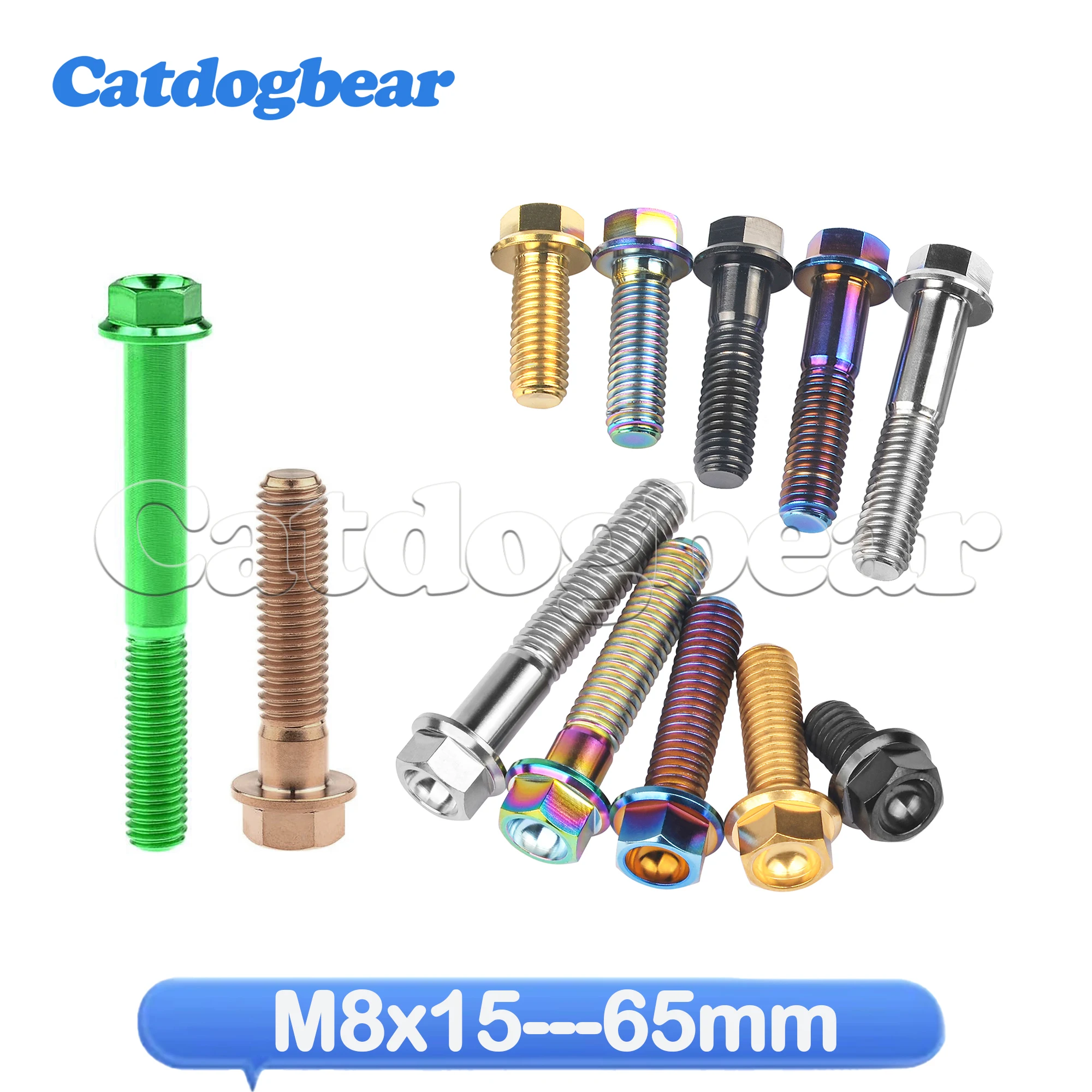 

Catdogbear Titanium Flange Bolt M8x15 20 25 30 35 40 45 50 55 60 65mm Pitch1.25mm for Cars Motorcycles