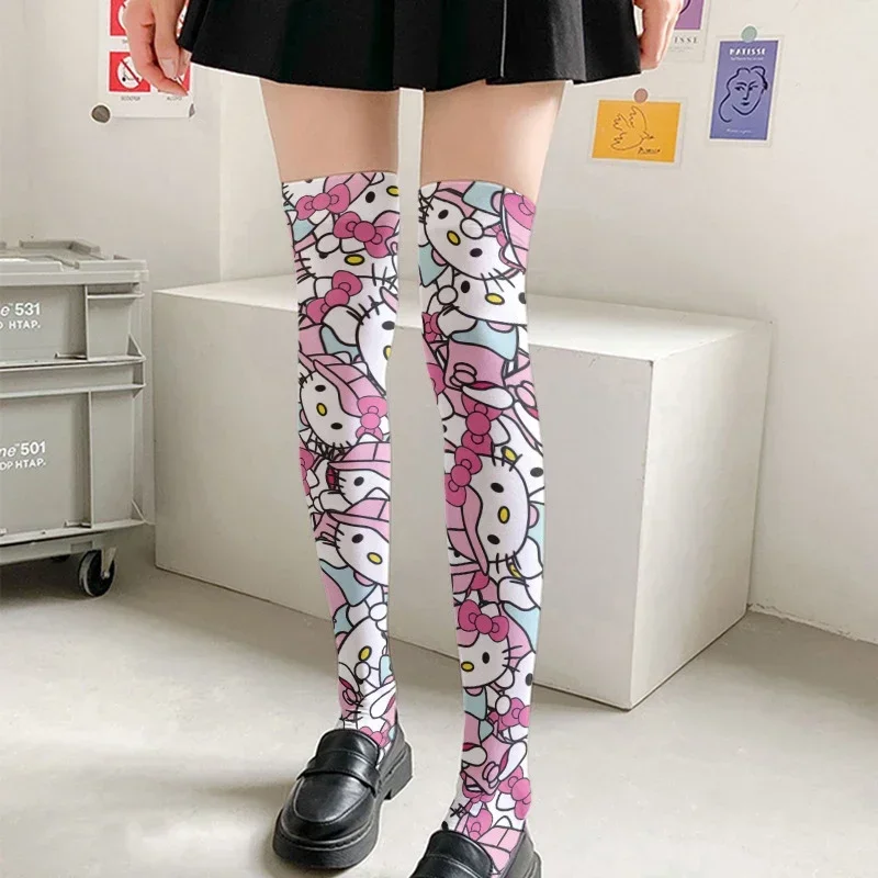 Sanrio Girl Stockings Hello Kitty Kawaii Summer Thin Anti-Odor Long Socks Cosplay Cute Cartoon Korean New Outdoor Clothing Gifts