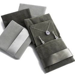 Jewelry Velveteen Bag Flip Earring Necklace Storage Square Socket Gift Packaging Bags Jewelry Packaging Display Pouches New 2023