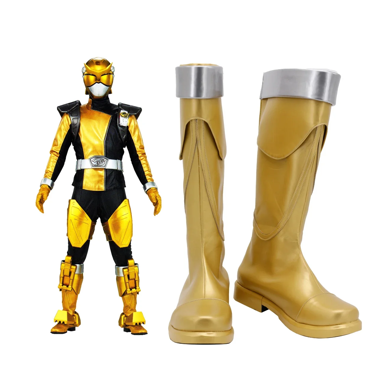 Tokumei Sentai Go-Busters Beet Buster Masato Jin Cosplay Boots Yellow Shoes Custom Made Any Size