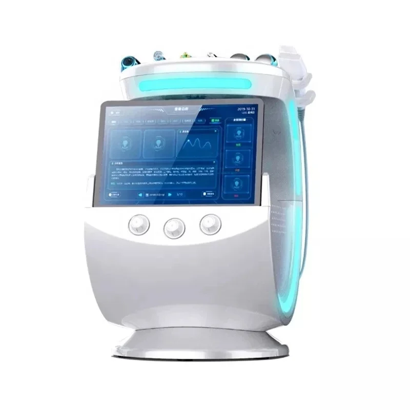 Máquina facial esperta do oxigênio do azul de gelo, RF Aqua Dermabrasion, hydro pele, 7 em 1, 2024