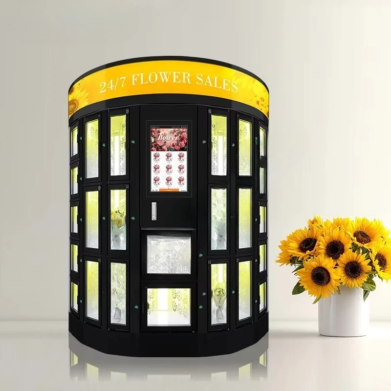 Customized Flower Vending Machine with Auto Door Compressor Cooling SDK Enabled 24/7 Operation Factory Direct