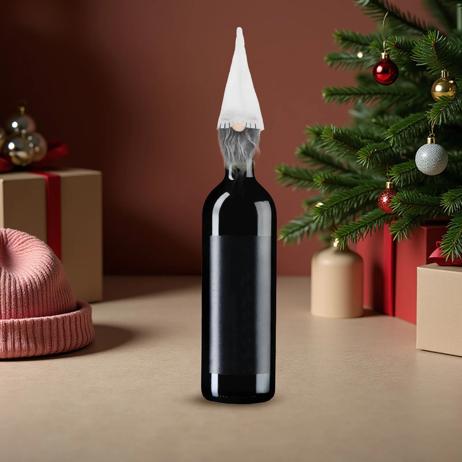 

3Pcs Christmas Hat Shape Wine Bottle Cover Festive Decoration for Dinner Parties and Gifts Christmas Wine Bottle Cap